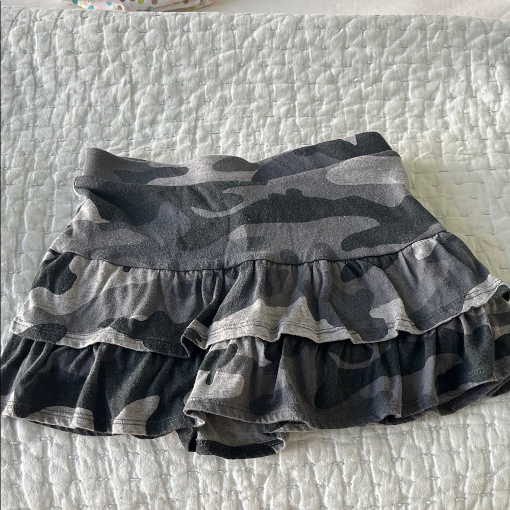 Justice Gray Camo Ruffle Skirt